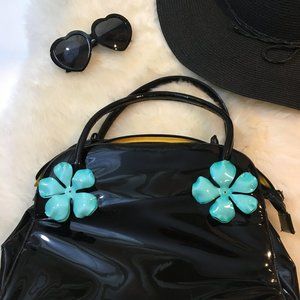 Vintage Black Patent Purse Handbag Pin Up Style